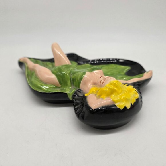 Vintage MCM Holland Mold Ceramic Risque Pinup Girl Ash Tray Candy Dish - Picture 7 of 11